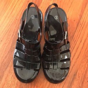 Black Jelly Sandals Size 6